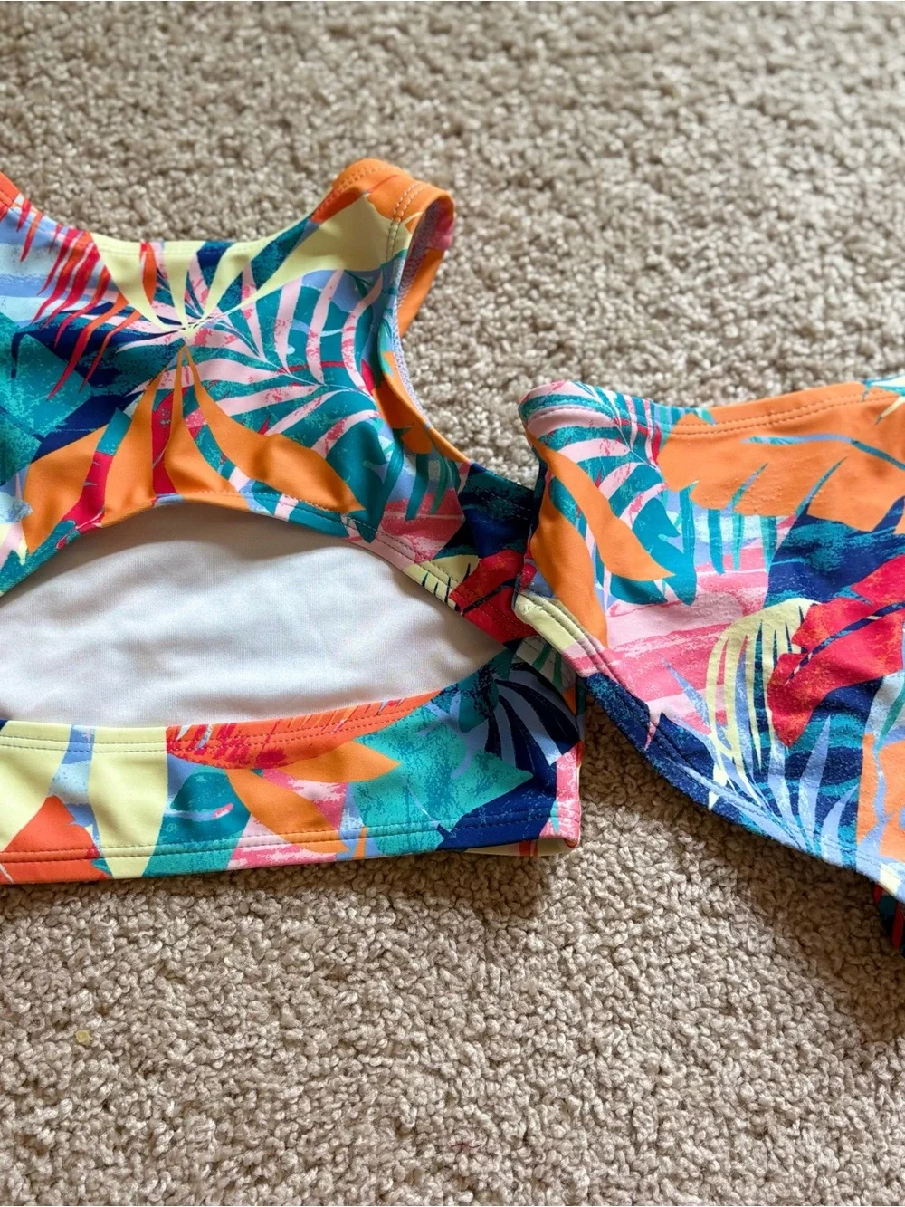Kids Floral Tropical Two-Piece Swim Set - Orange Multi Size 6/7